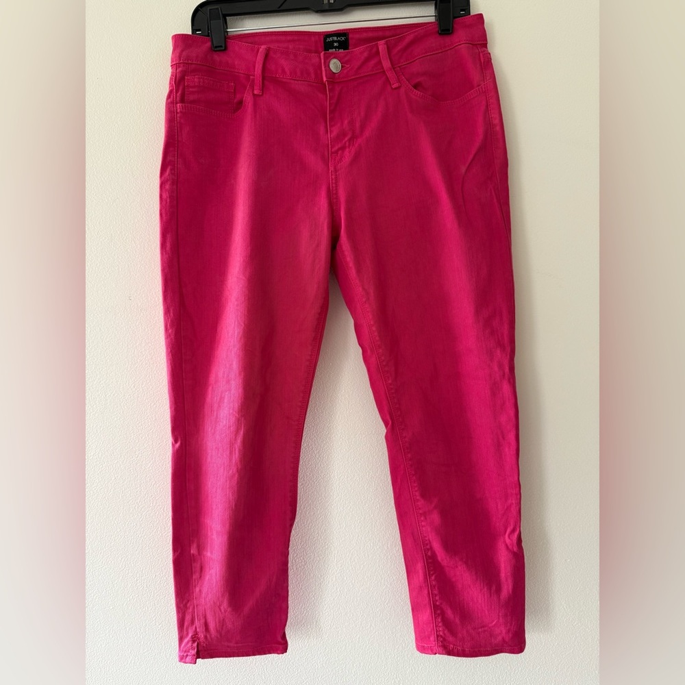 Just Black Hot Pink Magenta Light Fade Denim High-Rise Cropped Jeans Barbiecore - Picture 2 of 11